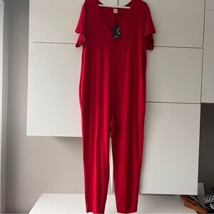 Smash + Tess Vibrant Red V-Neck Jumpsuit